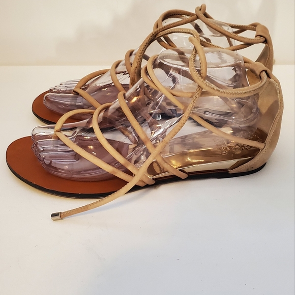Vince Camuto Gladiator Nude Flat Lace Up Sandles - US 8.5 - Picture 5 of 10